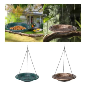 Hanging Bird Bath Bird Feeder for Patio Garden Water or Bird Seed Tray Lightweight Versatile Outdoor Bowl 43cm with 21inch Chain