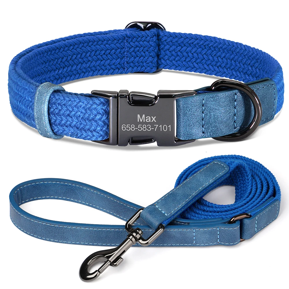 Retro Dog Collar Leash Set Custom Nylon Dog Collars With Walking Lead Rope Adjustable Pet Necklace for Small Large Dogs Durable - Image 7