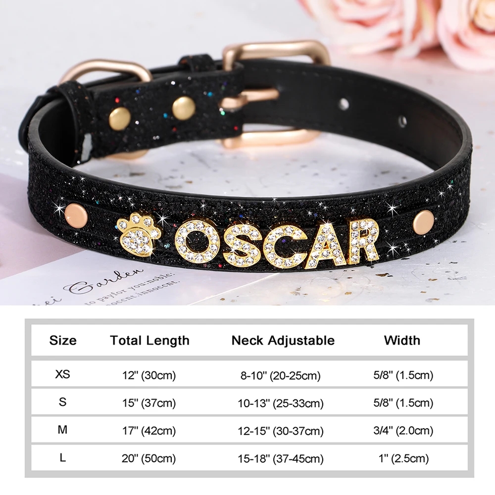 Personalized Puppy Dog Collar Bling Rhinestone Dogs Name Collars Chihuahua Pug Cat Collars Name Letter Charm Pet Accessories - Image 14