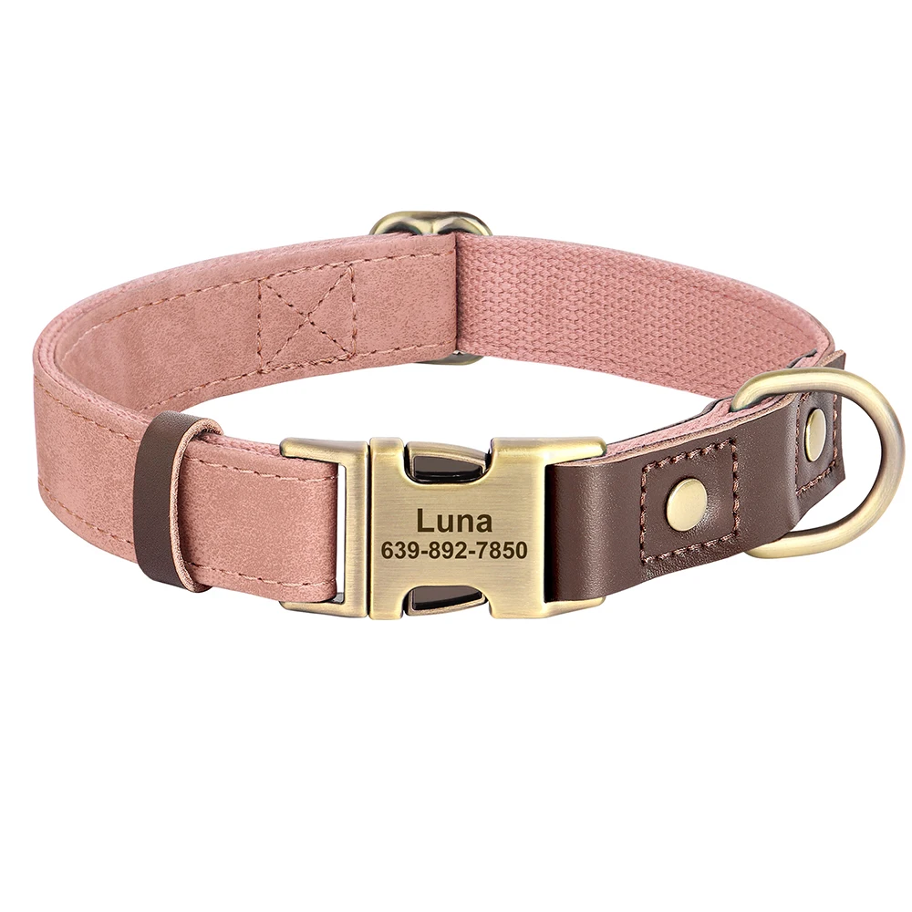 Customized Dog Collar Durable PU Leather Dog Collars Engraved Pet ID Necklace With Metal Buckle for Small Medium Large Dogs Pug - Image 10