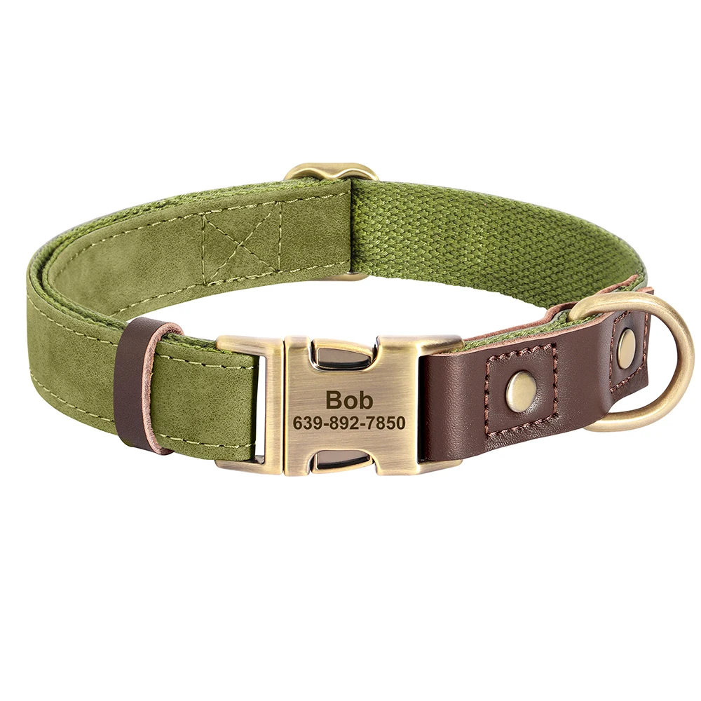 Customized Dog Collar Durable PU Leather Dog Collars Engraved Pet ID Necklace With Metal Buckle for Small Medium Large Dogs Pug - Image 13