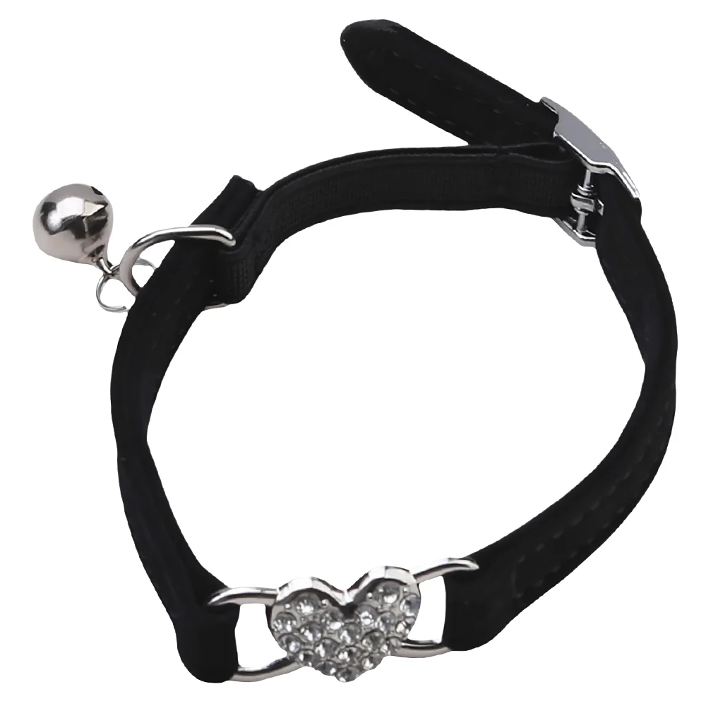 Pet Cat Collar with Bell, Fashion Small Dog Adjustable Collar, Heart Shape Easy Wear Cat Collar, 1PC - Image 3