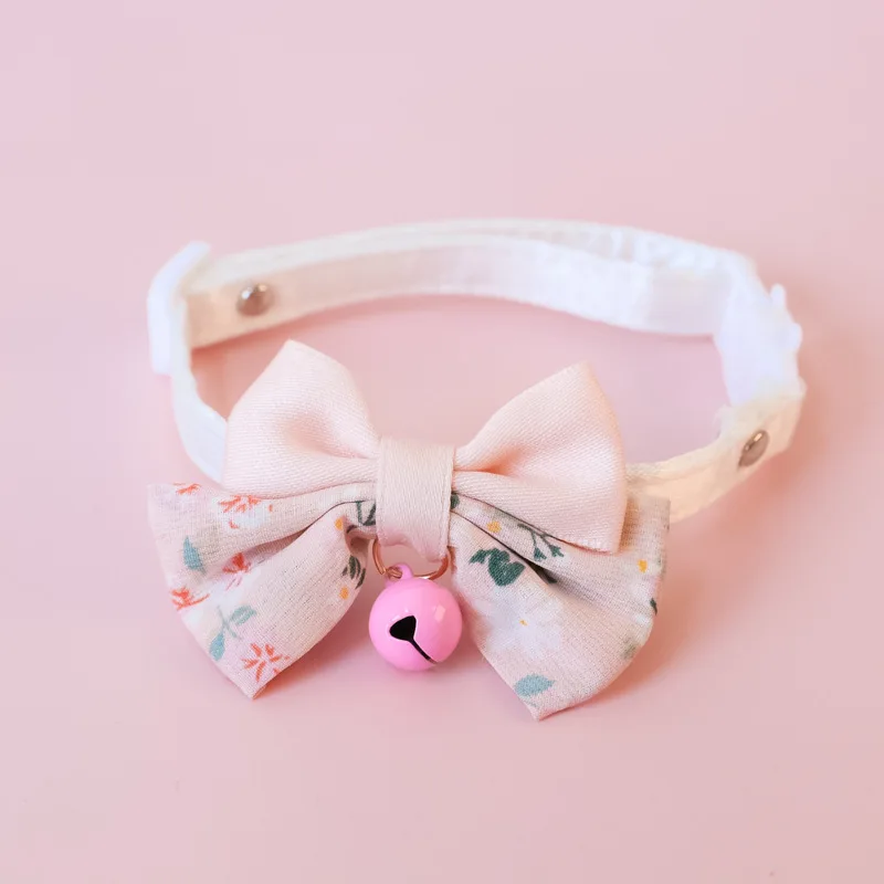 Bow Pet Collar, Cat Dog Collar Macaron Bell Safety Buckle Gradient Floral Bow Adjustable Knot Cat Collars for Kitten and Puppies - Image 7