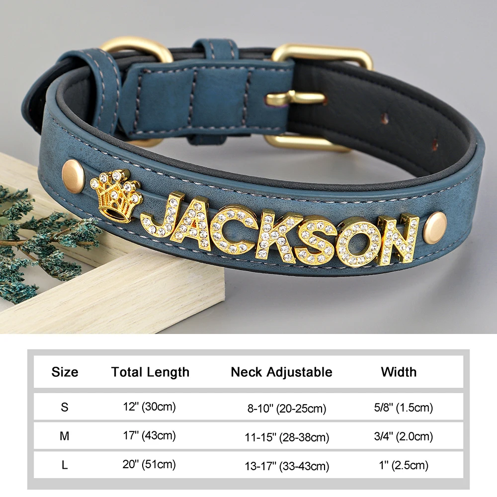 Personalized Puppy Dog Collar Bling Rhinestone Dogs Name Collars Chihuahua Pug Cat Collars Name Letter Charm Pet Accessories - Image 21