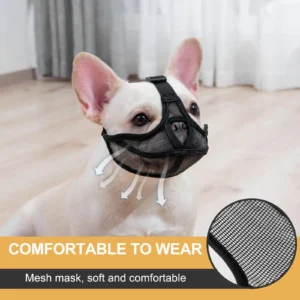 Short Snout Dog Muzzle Mesh Adjustable Breathable Anti Biting Bulldog Short Snout Muzzle for Dogs Bulldog Mouth Muzzle