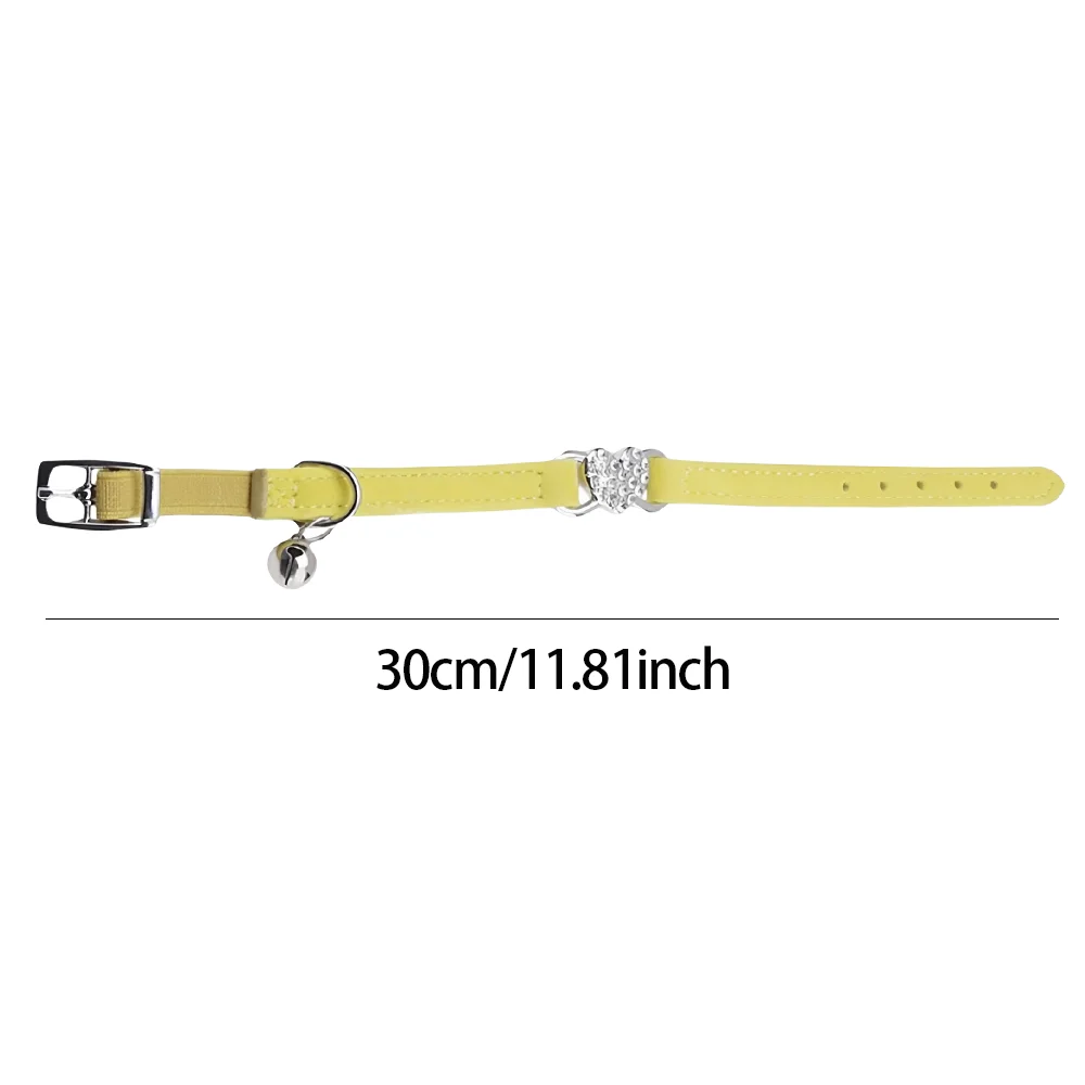Pet Cat Collar with Bell, Fashion Small Dog Adjustable Collar, Heart Shape Easy Wear Cat Collar, 1PC - Image 2