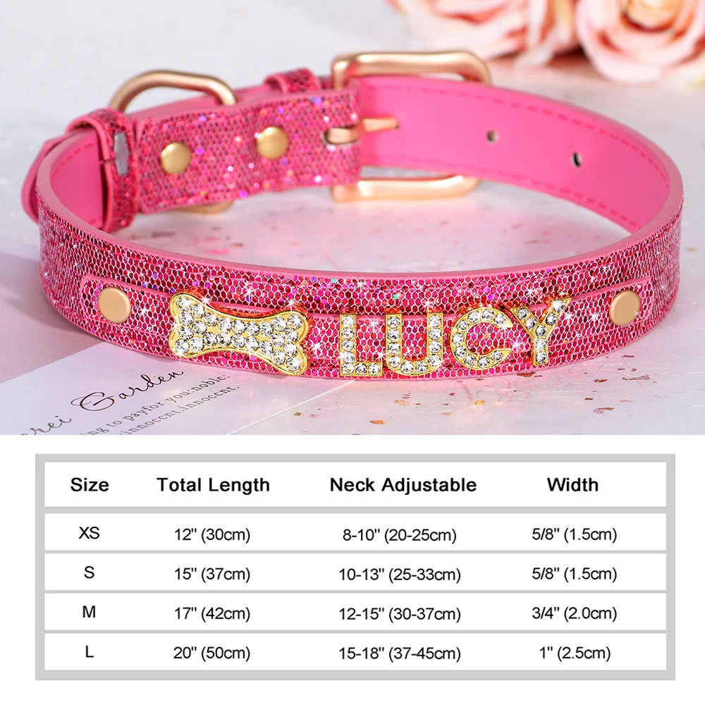 Personalized Puppy Dog Collar Bling Rhinestone Dogs Name Collars Chihuahua Pug Cat Collars Name Letter Charm Pet Accessories - Image 13