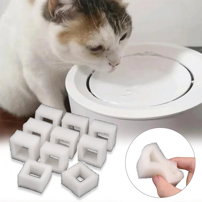 3/10Pcs Cat Water Fountain Water Pump Foam Filter Compatible With Square Dispenser Pre-Filtered For Fresh & Clean Drinking Water - Image 3