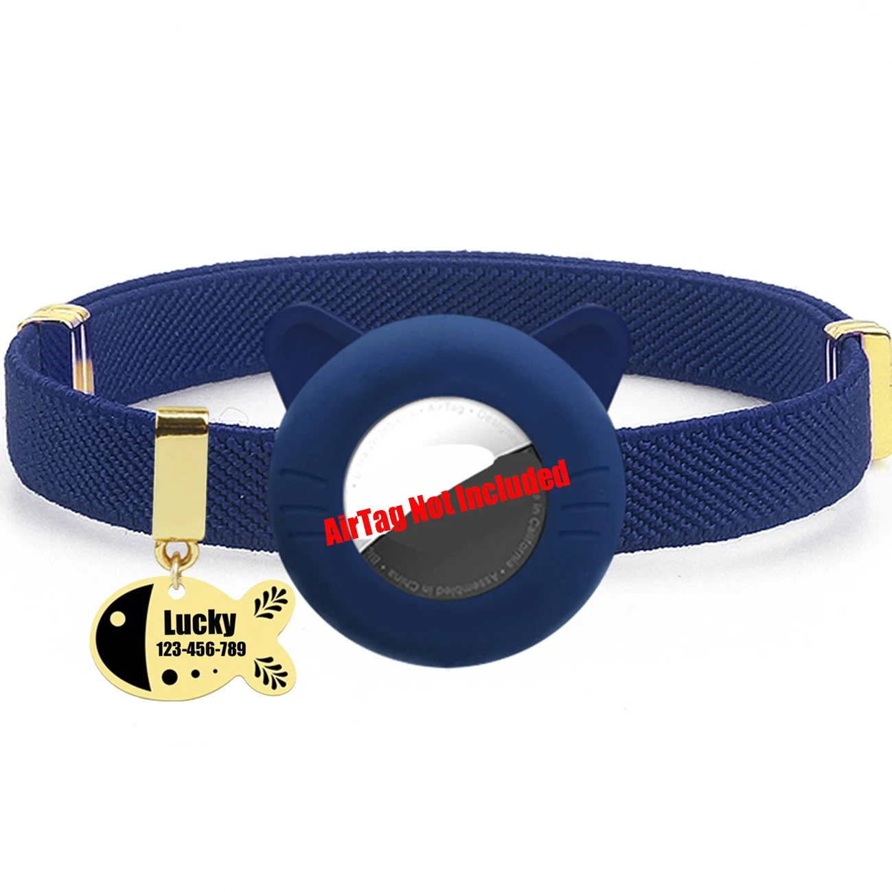 Customized Cat Collar Pet ID Name Tag For AirTag Holder Cute Cat Necklace Tracker Elastic Kitten Dog Collars Not Included GPS - Image 19