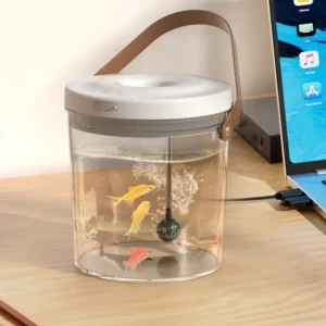 Portable Oxygen Filled Fish Tank Transparent USB Charging Breeding Aquarium Colorful Lights PC Plastic Desktop Fish Tank