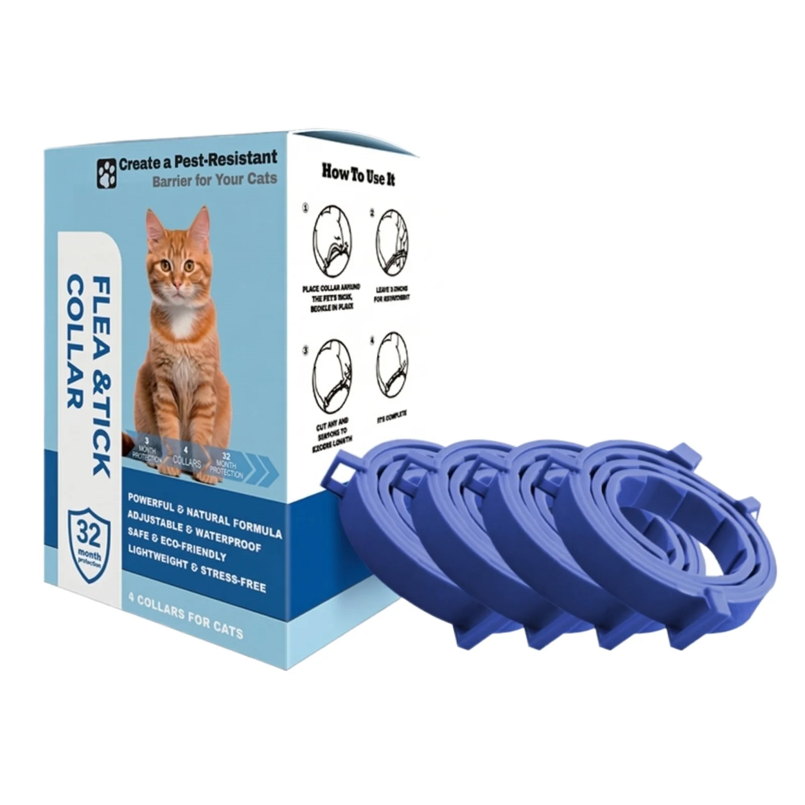 4-Pack Adjustable Pet Soothing And Soothing Collar For Cat - Image 3