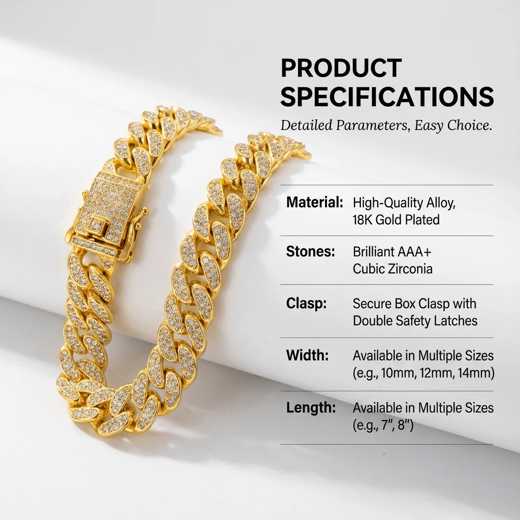 Luxury Hip Hop Dog Collar, Gold Tone Stainless Steel Cuban Chain, Durable Diamond Inlaid Pet Jewelry for Daily Walking - Image 6