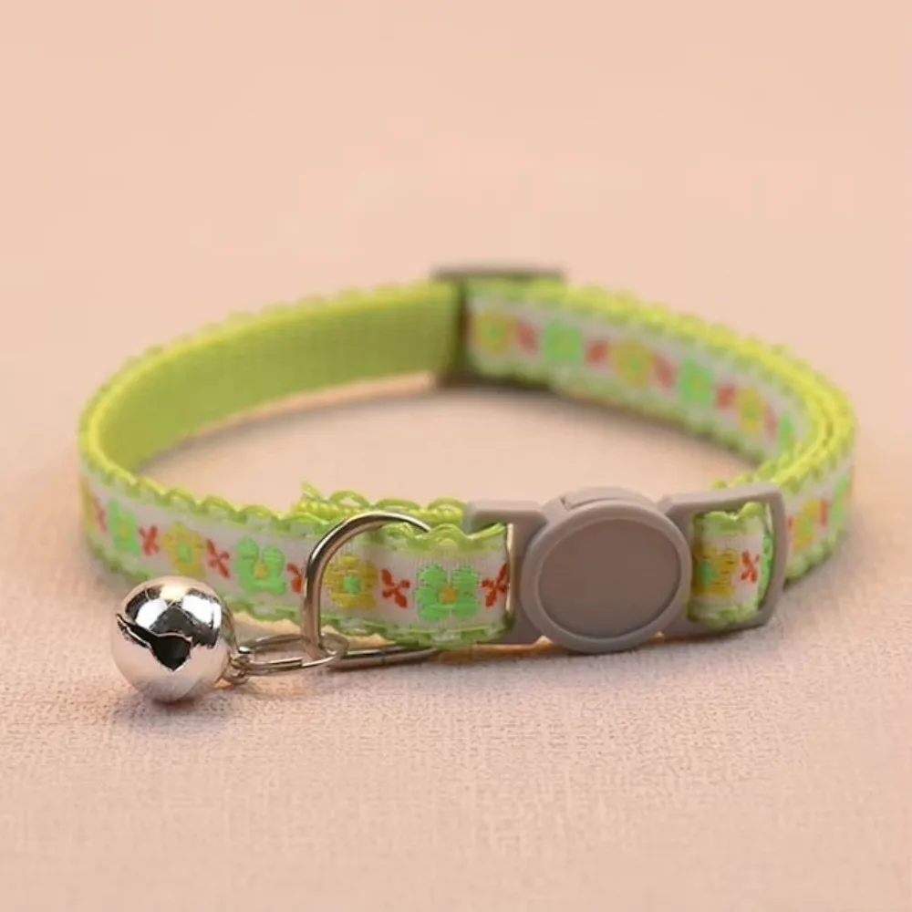 Fashion Floral Embroidered Cat Collars Adjustable Durable Pet Collars Cute Lace Collar With Bell Cat Supplies - Image 17