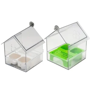 Pull-Out External Parrot Feeder Parrot Feeder Bird House Decorative Transparent Bird Bath Tub Easy To FillAndClean