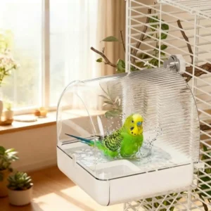 Transparent Bird Bath Cage Bottom Drawer Food Holder Box Parrot Bathtub Hanging Bath Splash Proof Bird Birdbath Feeder