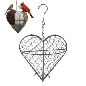 Bird Nest Heart Refillable Hangable Outdoor Holder Fiber Bird Nesting Material For Parakeet Hummingbird Cockatiel Canary