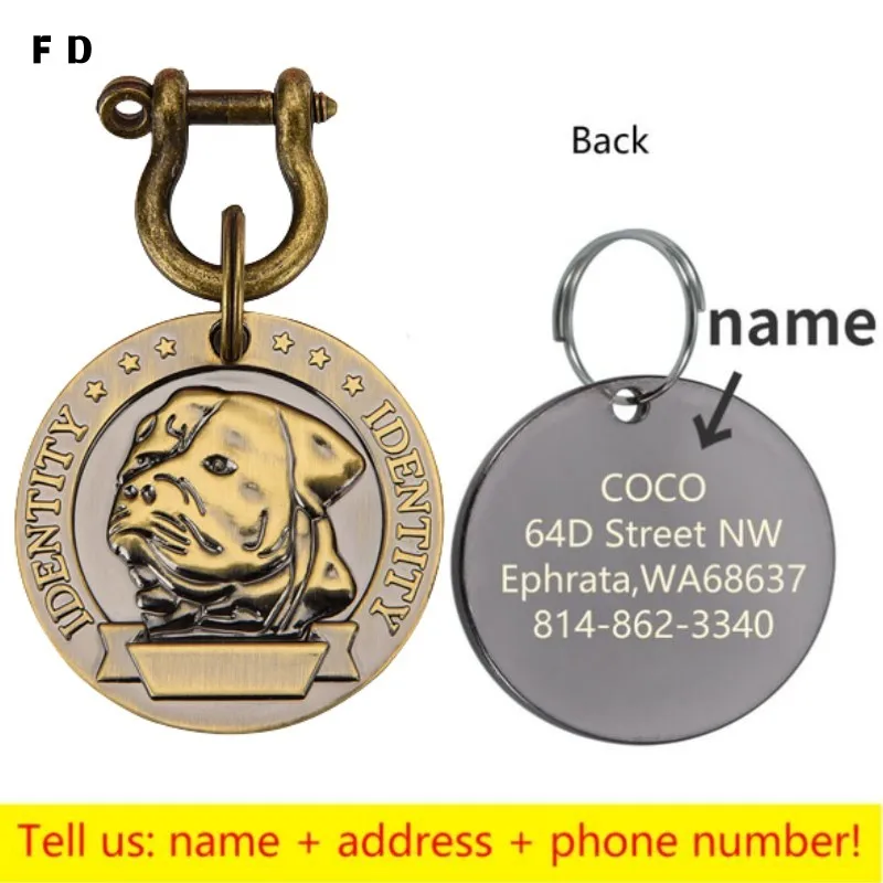 Customizable Engraved Pets ID Tag for Dog Cat Bronze Nameplate Tags Personalized Anti-lost Address Number Dogs Collar ID Pendant - Image 17