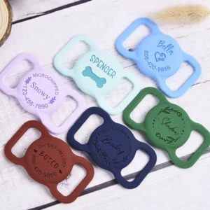 Custom Airtag Case Dog Cat Collar GPS Finder Colorful Luminous Protective Silicone Case Personalized Air Tag Tracker Case