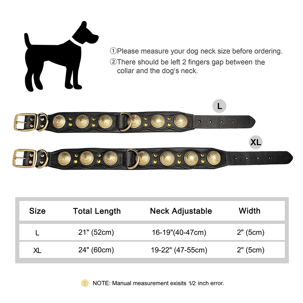 Durable Real Leather Dog Collar Cool Spiked Studded Collars for Medium Large Dogs Genuine Leather Pet Collar Pitbull Bulldog - Image 6