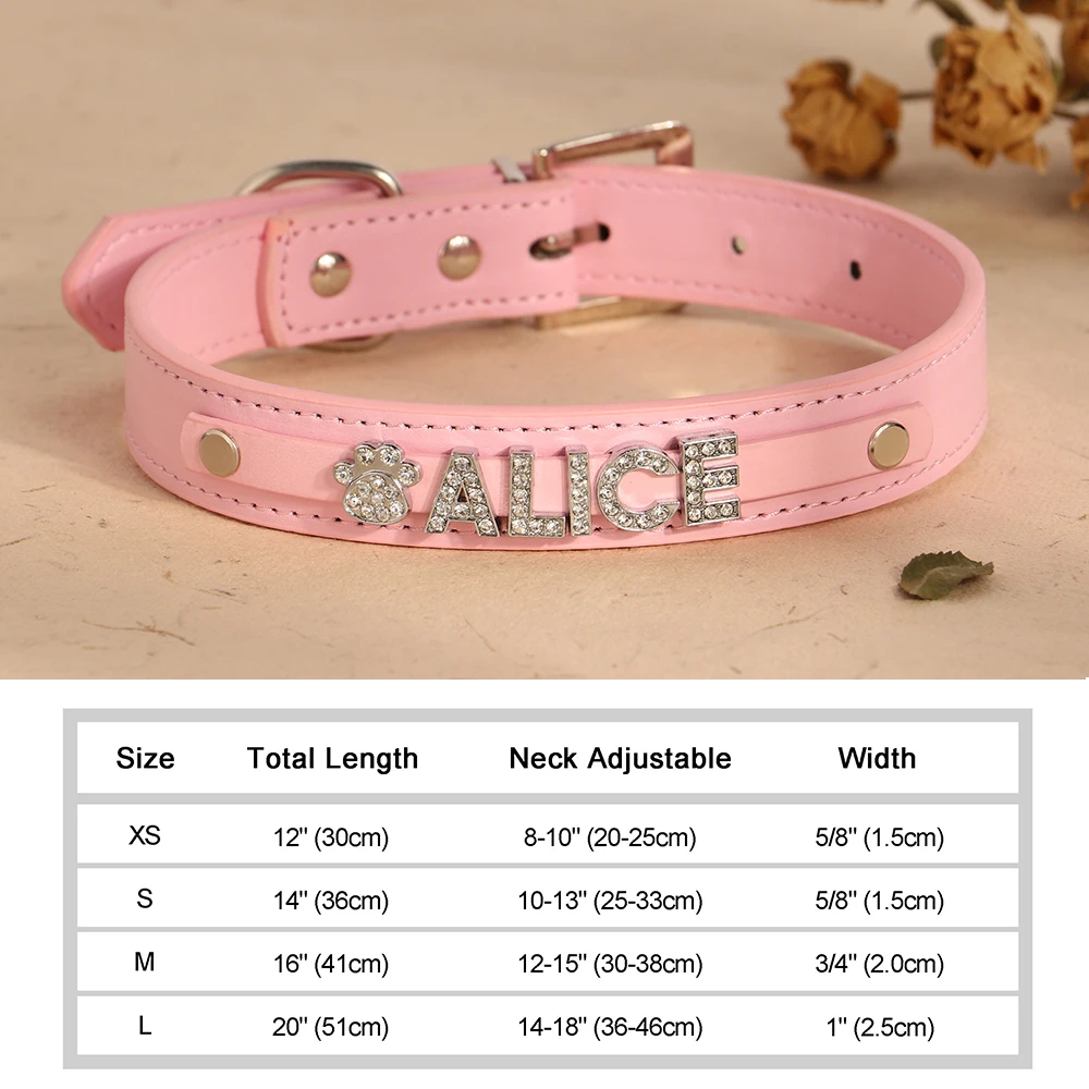 Personalized Puppy Dog Collar Bling Rhinestone Dogs Name Collars Chihuahua Pug Cat Collars Name Letter Charm Pet Accessories - Image 19