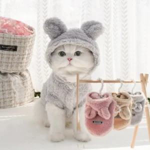 Pet Cats Coat Hoodie For Small Medium Dogs Winter Warm Fleece Puppy Kitten Clothes Jacket Cozy Cute Sphynx Cat Sweater Apparel