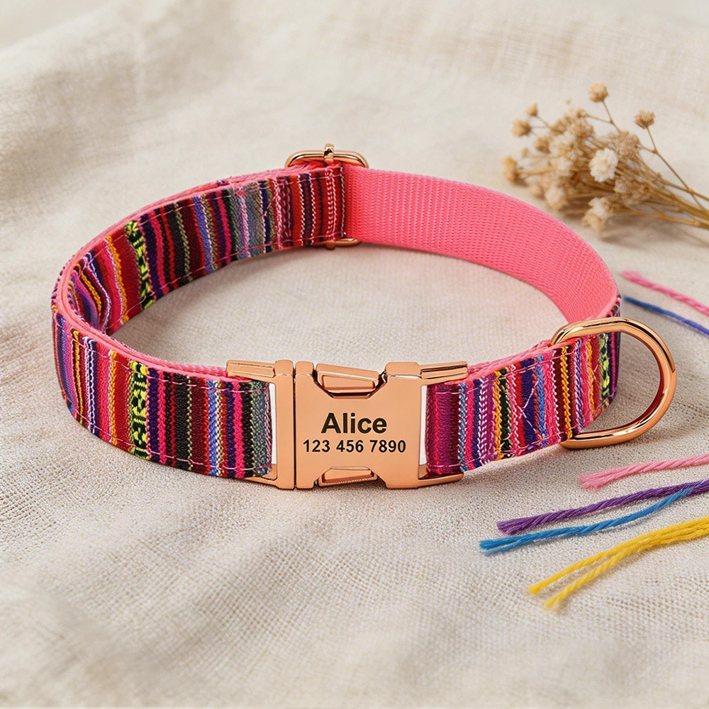 Custom Dog Collar Nylon Dog Collars Free Engraved Pet Puppy Dog Name ID Buckle Necklace Adjustable for Small Medium Large Dogs - Image 3