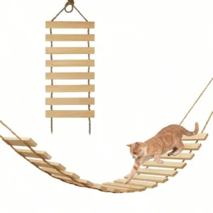 Wall-Mounted Cat Bridge Cat Ladder Wooden Cat Walkway with Scratching Posts Cat Furniture for Indoor Cats to Play and Exercise