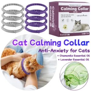4Pcs Cat Calming Collar Cat Pheromone Collar Adjustable Calming Pheromone Collar Anti-Anxiety Helps with Aggression for Cats