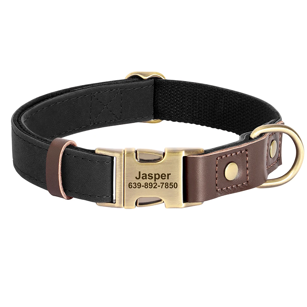 Customized Dog Collar Durable PU Leather Dog Collars Engraved Pet ID Necklace With Metal Buckle for Small Medium Large Dogs Pug - Image 9