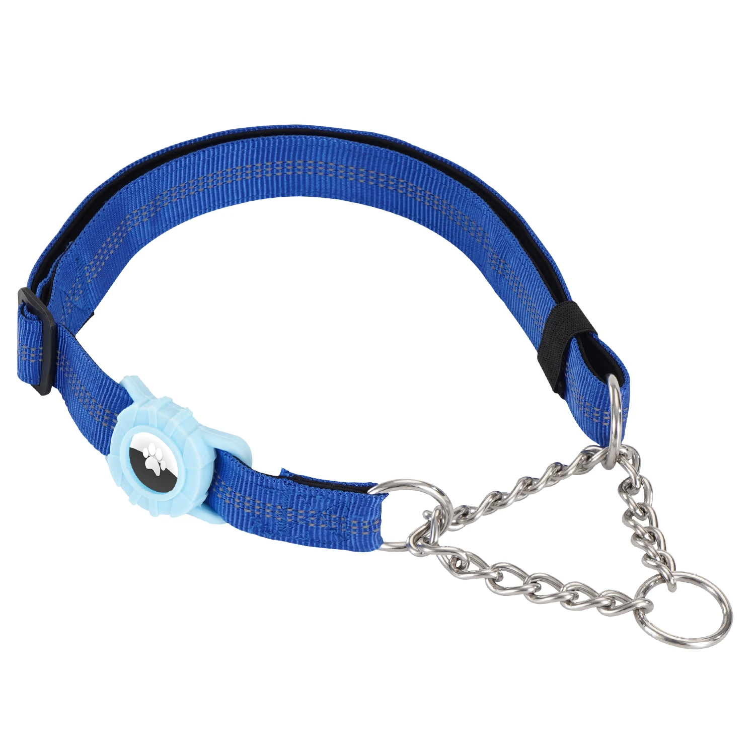 Dog Collar with Air Tag Holder, Reflective Nylon Soft Padded No Pull Training Collars Adjustable Stainless Steel Chain Collar f - Image 7