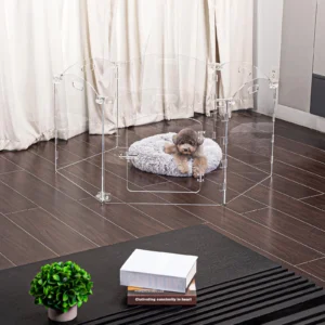 Acrylic Clear Fence Dog Playpen for House Foldable Dog Gate Indoor Pet Fence Clear Dog Pen for Outdoor Puppy Cat