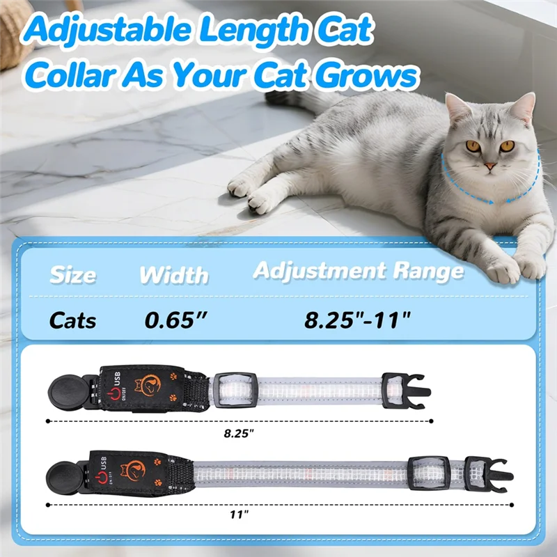 For Night Cat Collar, Rechargeable Waterproof LED Light For Cats, Remote Control Included, Dog Friendly Design - Image 6