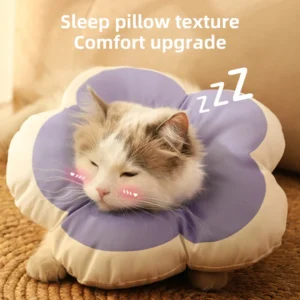 HOOPRT Cat Flower Elizabeth Cotton Neck Pet Collar Adjustable Anti-Bite Surgery Cute Solar Flower Neck Cone Beauty Head Cover