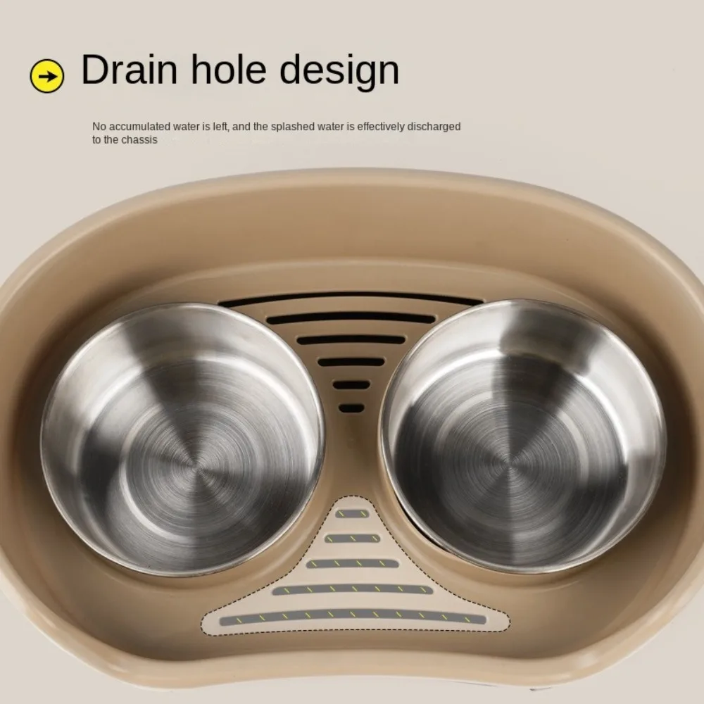 with Baffle Stainless Steel Dog Bowl Non-slip Removable Feeding Basin Water Bowl Eating and Drinking Water Detachable - Image 5