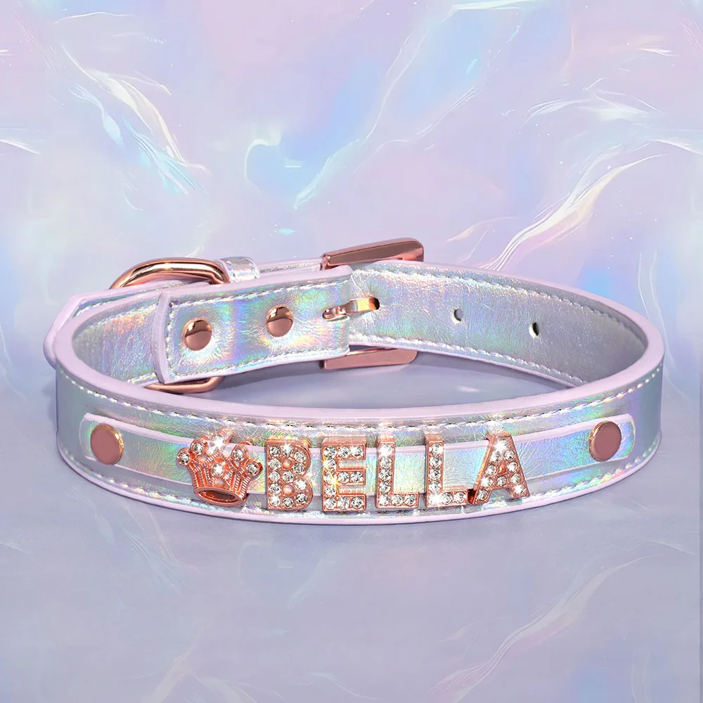 Personalized Dog Collar DIY Puppy Cat Name Collars Pet Necklace With Bling Letters Charms Free Custom For Small Medium Dogs Pug - Image 3