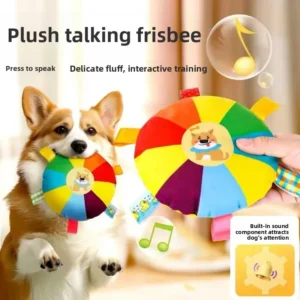 Interactive plush talking Frisbee dog toy - Colorful training toy suitable for small to medium-sized dogs and puppies