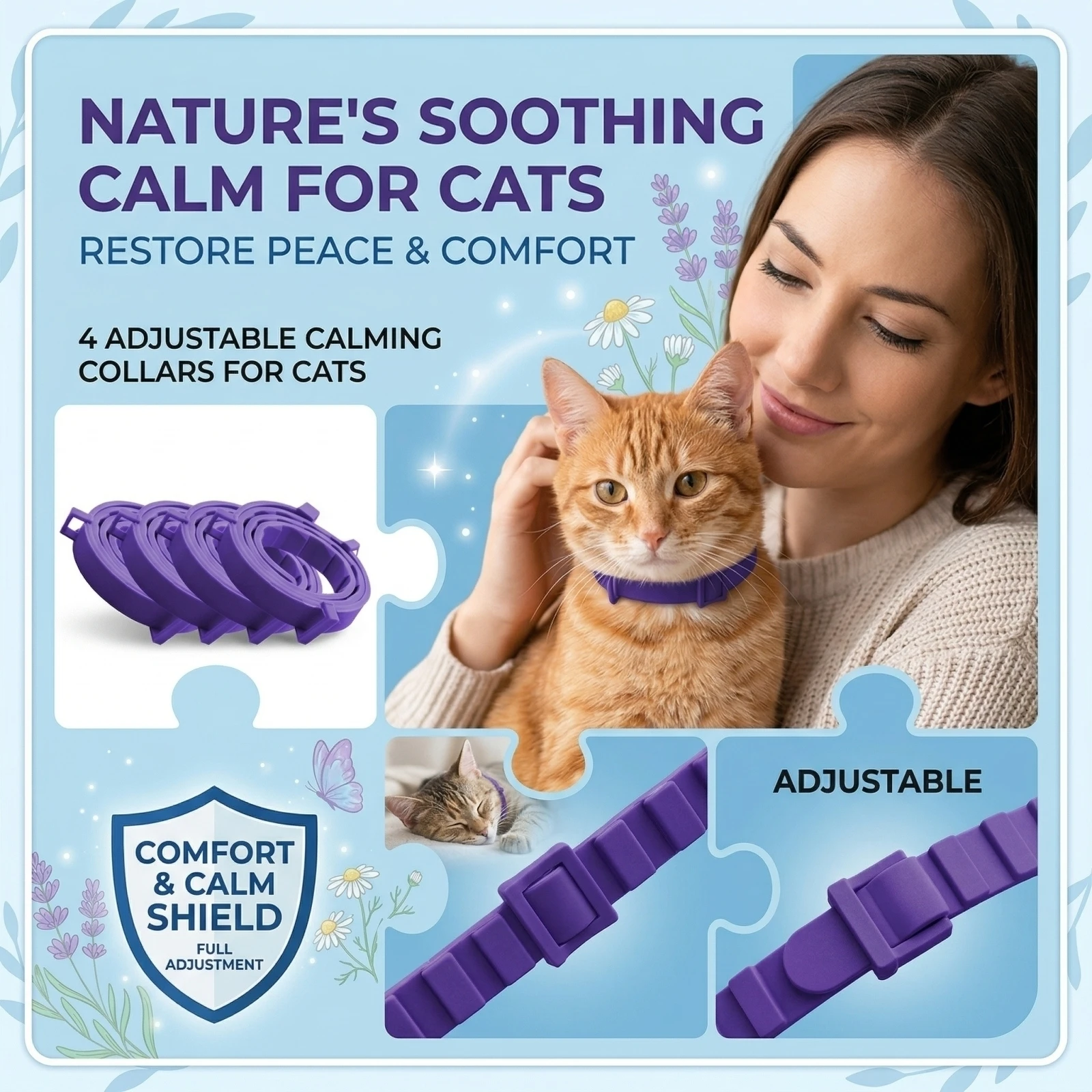 4-Pack Adjustable Pet Soothing And Soothing Collar For Cat - Image 10