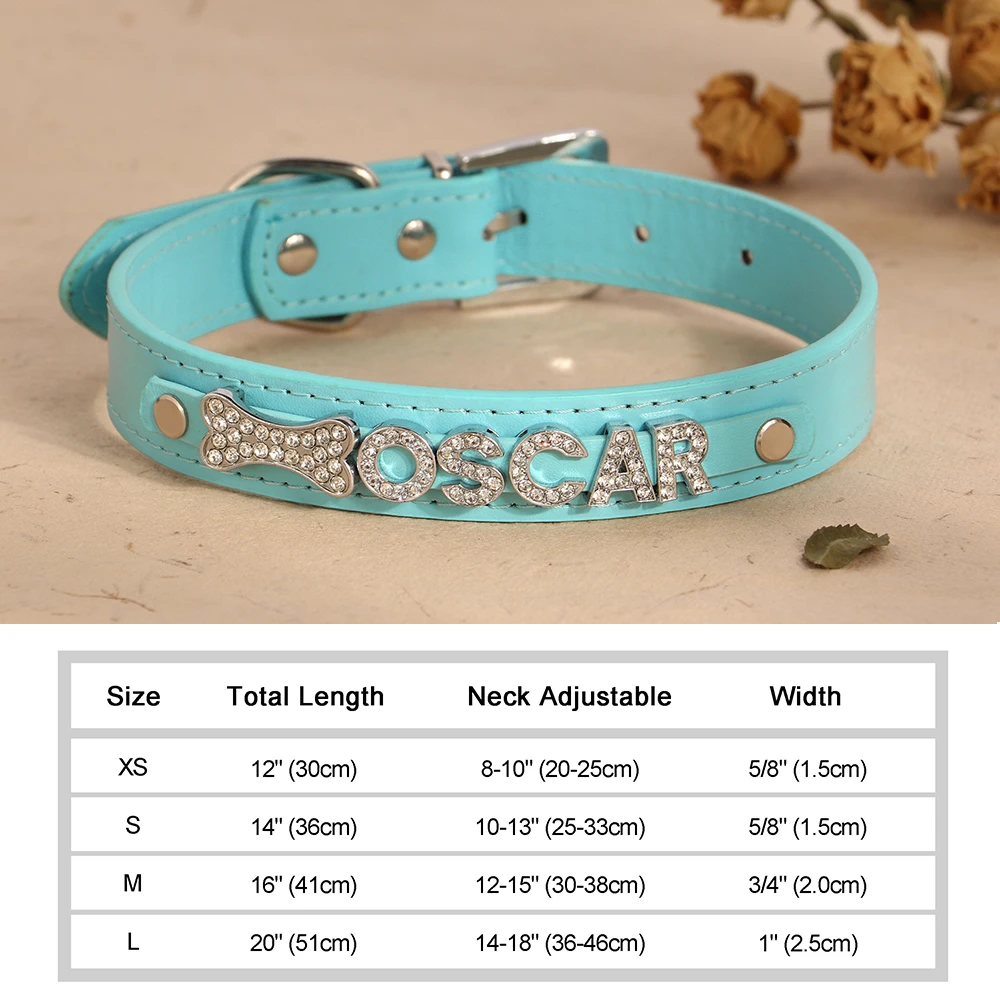 Personalized Puppy Dog Collar Bling Rhinestone Dogs Name Collars Chihuahua Pug Cat Collars Name Letter Charm Pet Accessories - Image 16