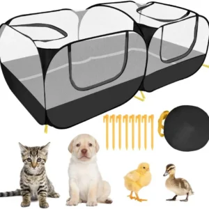 Portable Pet Playpen with Detachable Bottom, Large Foldable Enclosure for Puppy Kitten Rabbit Indoor Outdoor Use