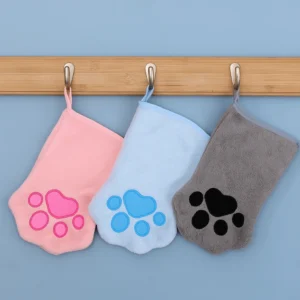 1 Pair Double Sided Pet Bath Gloves Absorbent Hangable Dogs Paw Towel Quick Drying Dog Bath Supplies for Cats and Dogs
