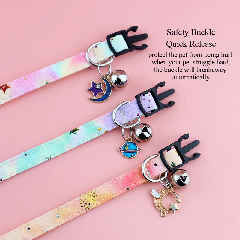 Star Cat Collar with Bell Breakaway Bowknot Small Pet Dog Collars Necklace Quick Release Collier Chain for Puppy Goats - Image 3