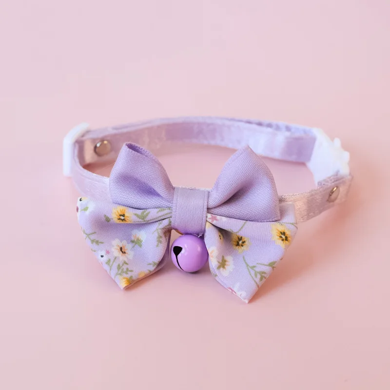Bow Pet Collar, Cat Dog Collar Macaron Bell Safety Buckle Gradient Floral Bow Adjustable Knot Cat Collars for Kitten and Puppies - Image 11